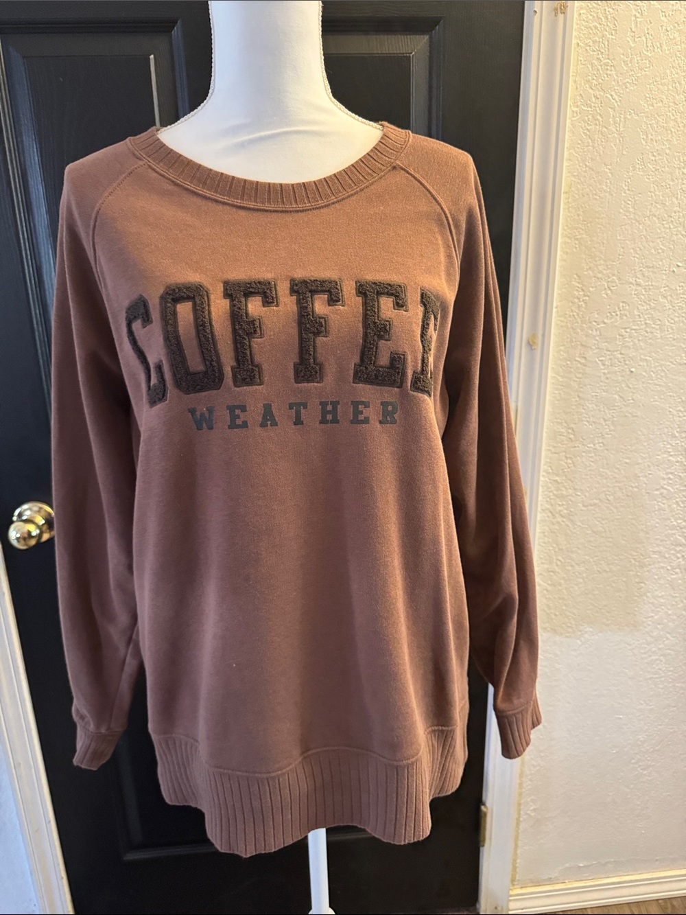 Maurices Coffee-Graphic Crewneck Sweatshirt in Brown